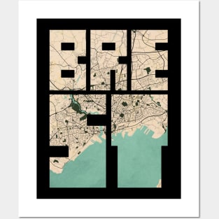 Brest, France City Map Typography - Vintage Posters and Art